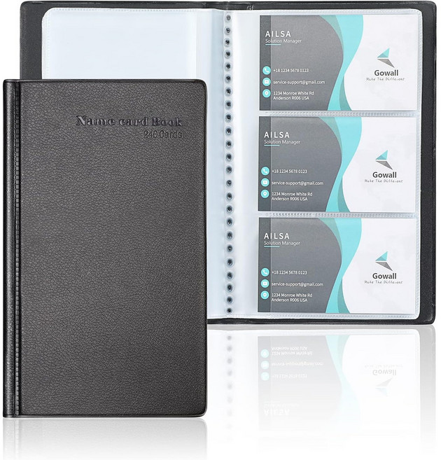 명함첩 명함집 명함복 일상수집 240매 명함 보관 수첩 명함 정리수첩 명함 정리함, 블랙