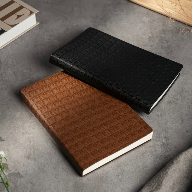 린벤 프리미엄 가죽 다이어리 A5, 라인노트, 크로코, 브라운