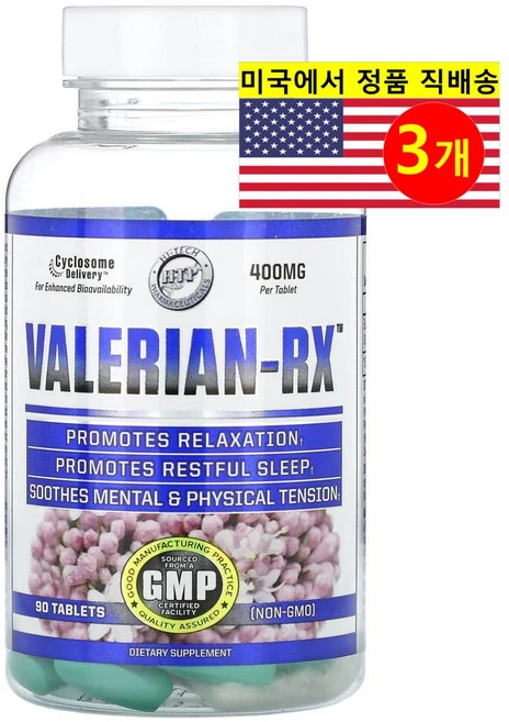 Hi Tech Pharmaceuticals 발레리안-RX 추출 400mg Valerian, 3개, 90정 - 쿠팡