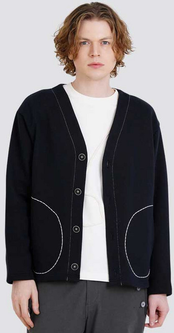 남자 호시자수 주머니 V넥 프레피 가디건 CXS25FKCD910 NAV