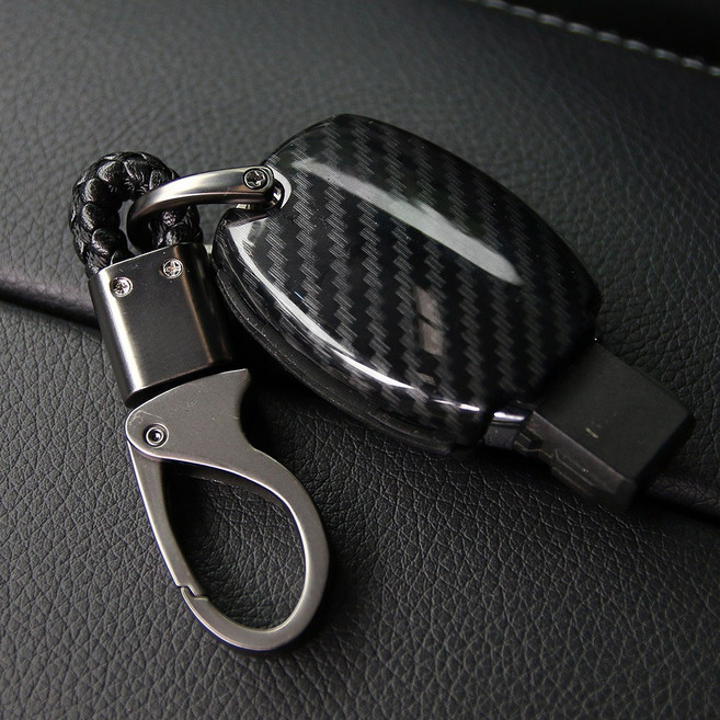 아이리온 C클래스 W204 W205 호환 구형 카본 하이브리드 스마트키 키케이스 키홀더 용품, 01_구형3버튼키케이스(블루)+키링(블루)