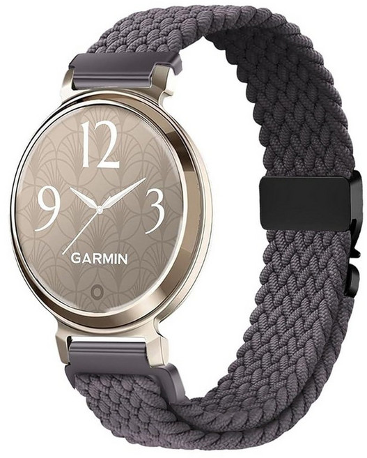 Issinlky Garmin Lily 2와 호환되는 나일론 브레이드 밴드 여성용 14MM 교체용 탄성 스트랩 140417, Space Gray