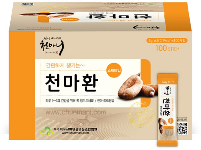 [천마니] 천마 맛과 향을 잡은 간편한 무주 천마환 스틱, 5g, 100개