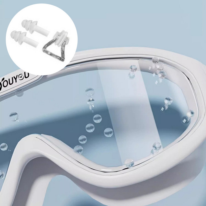 엘쏘 귀마개 분리형 고급 물안경 바다 수영장 수경, 화이트 + 랜덤발송, 1세트