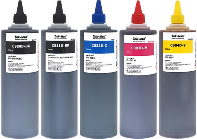 잉크맨 PGI980 CLI981 무한 리필 카트리지 캐논 TS709 TS6290 TS6390 TS8190 TS8195 TS8290 TS8295 TS8298 TS8390 잉크 충전, PGI980 500ml 5색 세트, 1개