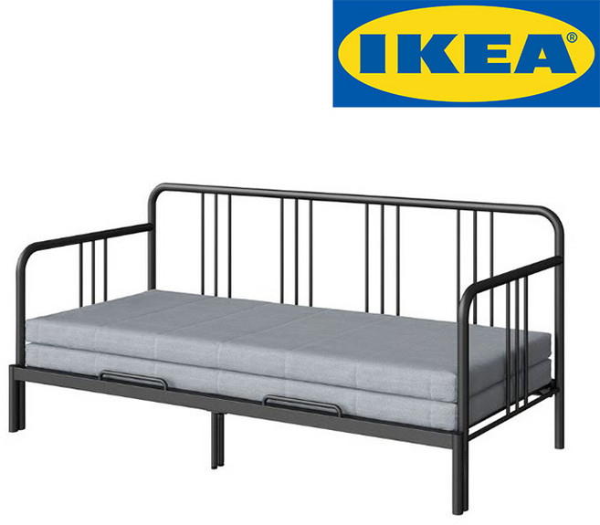 이케아 FYRESDAL 데이베드+매트리스2 블랙/오고트네스 단단함 80x200 594.280.95, 블랙