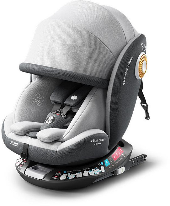 YOTONA 兒童汽車安全座椅 i-Size 0-12歲, 星空灰ISOFIX鋼介面360度旋轉 + 遮陽蓬