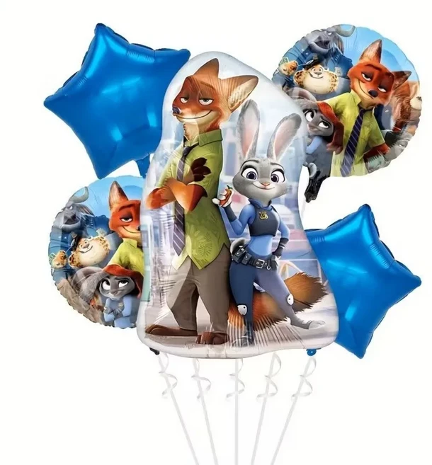 디즈니 주토피아 호일 풍선 세트 애니메이션 영화 키즈 주디 토끼 파티 장식 베이비 샤워 장난감 용, 01 As Shown, 02 Zootopia 2