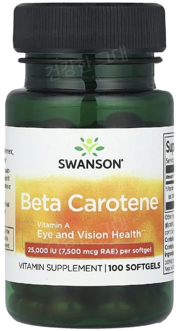스완슨 베타카로틴 비타민A 7500mcg 100소프트젤 카로티노이드 BetaCarotene, 1개, 100정 - 쿠팡