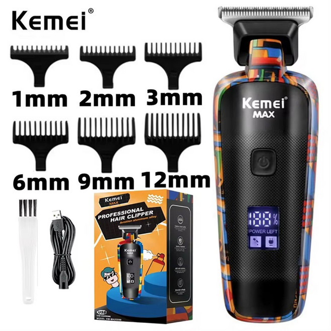 KM MAX5090 전기 USB 트리머 헤어 다기능 면도기 남성용 깎기 머리 낙서, KM 5090, 1개