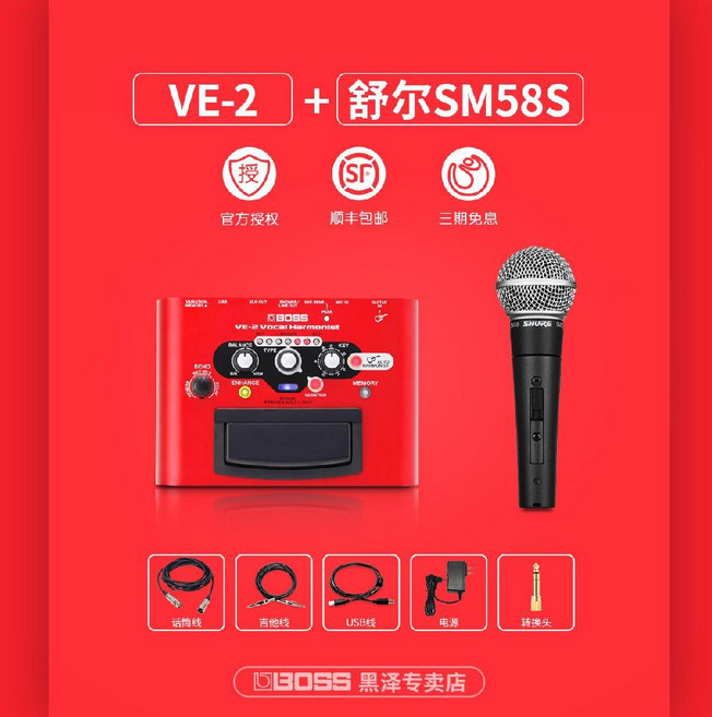 BOSS 보스 VE22 Performer 이펙터 Vocal 보컬, H. VE-2 + Shure 58S