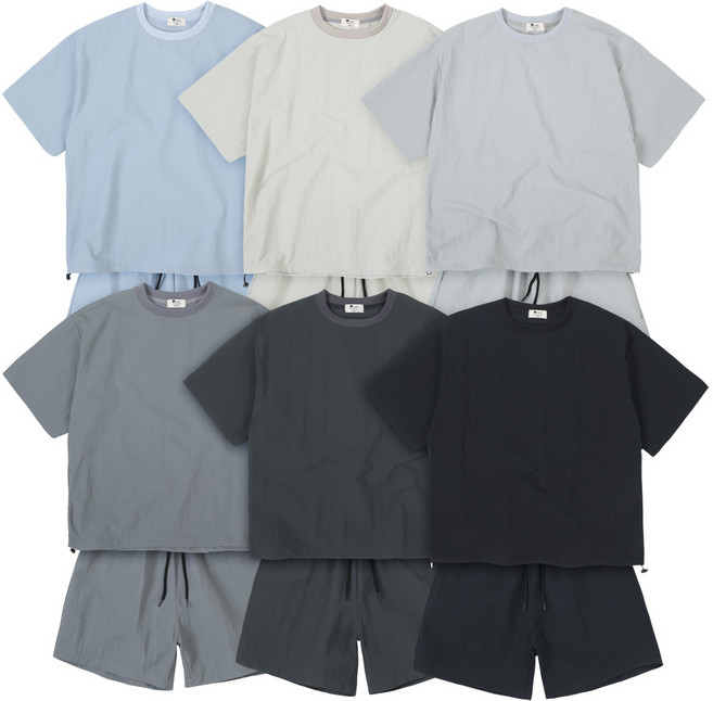 여름 남자 아노락 라운드 반팔티 반바지 셋업 트레이닝세트 빅사이즈 MO