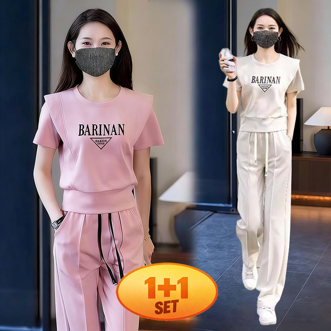 여성용 캐주얼 스포츠복 세트 여름 트렌디 세련된 디자인 발랄한 분위기 연출 라운드넥 웨어러블 두 벌세트 트렌드 스타일 일상 편안 여름철 맞춘 가벼운 소재 1+1 2세트