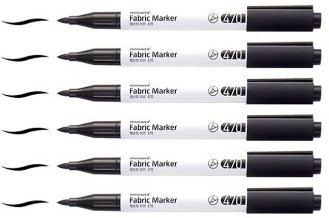 모나미 패브릭 마카 470 6p(블랙) 의류섬유용 마카펜, 본상품