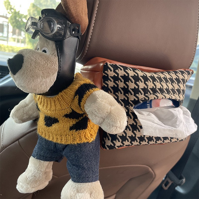 WITHOM 강아지 인형 차량용 티슈 케이스, 레오파드(신발이 없어요), 1개