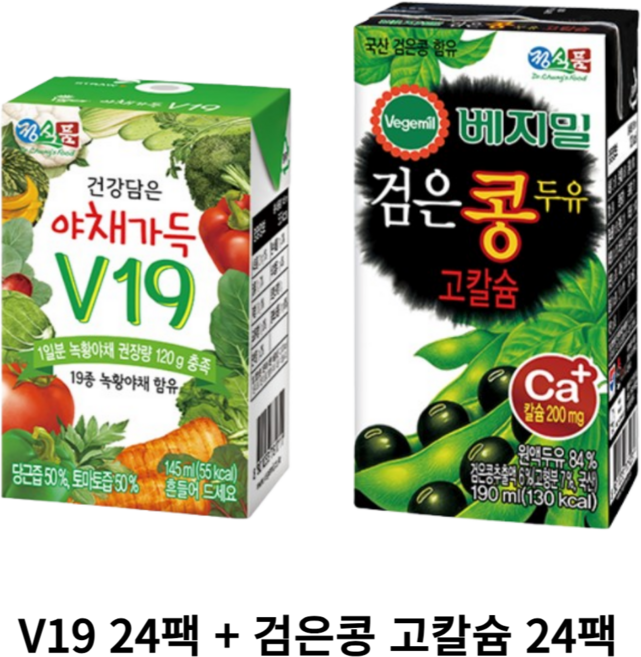 정식품 프리미엄 두유 검은콩 고칼슘 24 + 야채가득 v19 24 기획 구성, 145ml