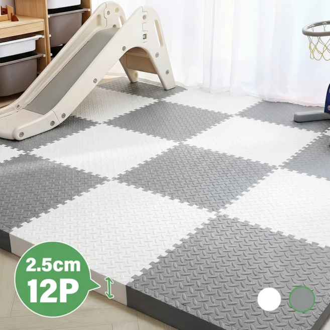 CozyLab 2.5cm 퍼즐매트 두꺼운 바닥 매트 12P 강아지 베란다 거실 놀이방 층간소음 방지, 12개, 그레이
