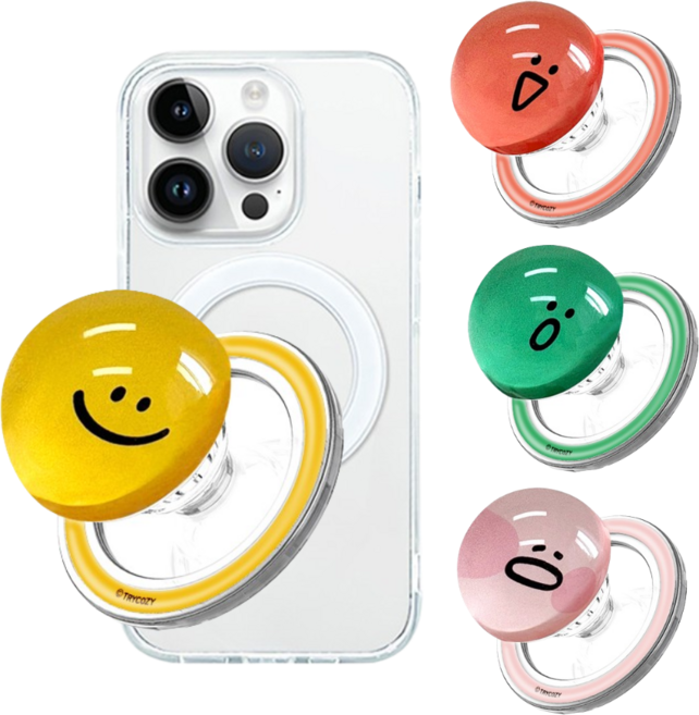 갤럭시A35(A356) 반짝반짝 귀요미 맥세이프 유리알 스마트톡 그립 톡거치대+투명 케이스