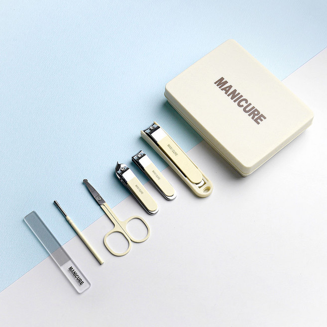 살림쏙 휴대용 발톱 손톱깍이 6종 세트, 1세트, 아이보리