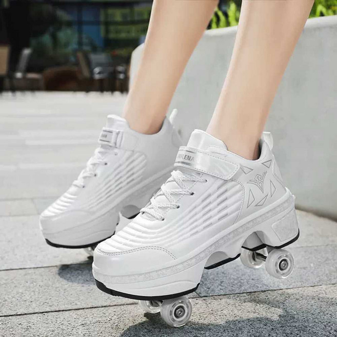 휠리스 신발 롤러 인라인 스케이트 슈즈 바퀴 성인용 롤러장 운동화 4륜, 1개, 파란색 LED 4륜 (사이즈 맞춤 가능)