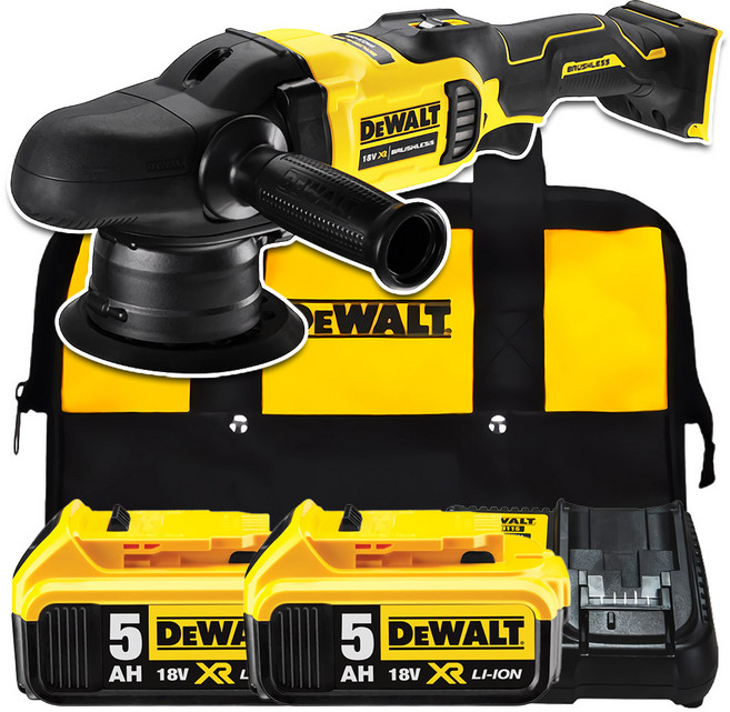 디월트공식대리점 DCM848P2 20V 무선 자동차 듀얼 광택기 차량 세차 유막 폴리싱 폴리셔 세트, 1개