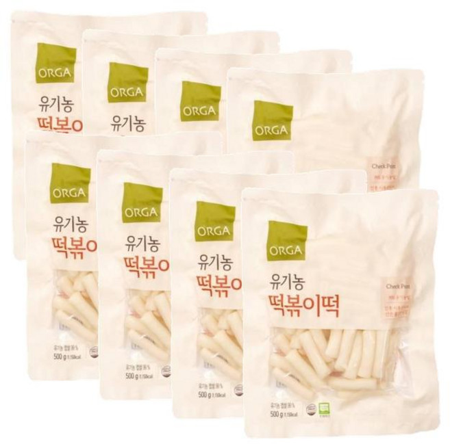 올가 유기농 떡볶이떡, 8개, 500g