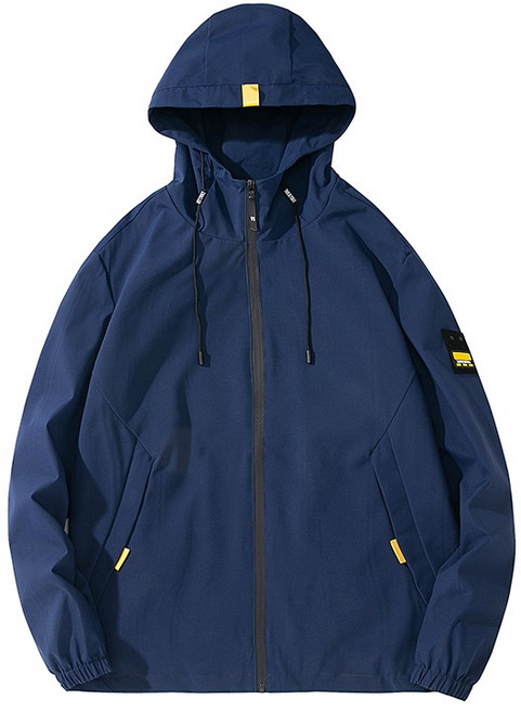 男生連帽防風運動休閒外套 拉鏈口袋