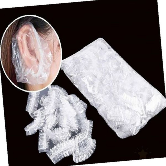 미용실 염색시술용 일회용 귀보호 비닐 귀마개 커버 헤어염색 보호용품 위생적, 헤어캡 100매(투명), 1개