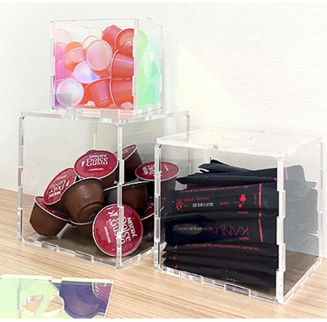 홈카페 티백 커피캡슐 상자 13cm 네일정리함 투명아크릴케이스 투명정리함, 1개
