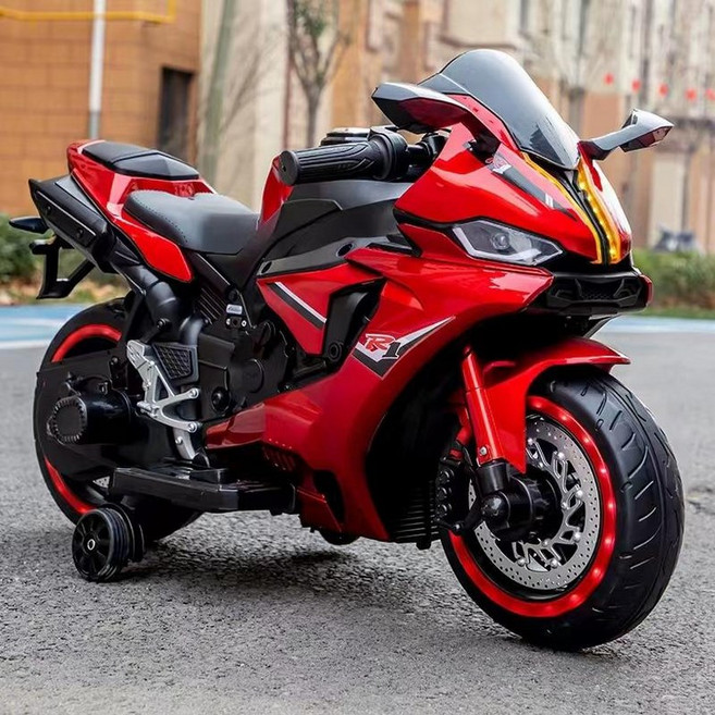 하우바이몰 오토바이장난감 아동오토바이 남아선물 슈퍼바이크 아동 스쿠터 어린이 전동바이크, 전기 구동, 1개, 하이 레드+핸드 스로틀 조명+칠색 음악