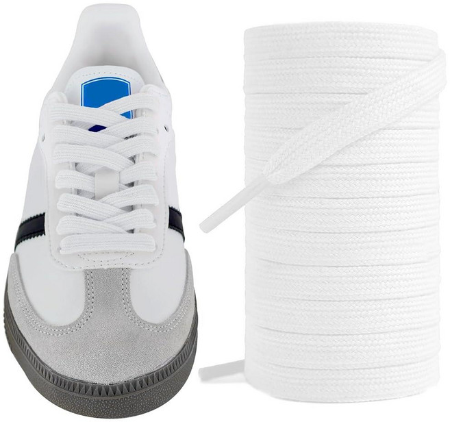 UamGlsob 아디다스 삼바 OG/ADV/LT 스니커즈용 면 신발 끈 0.8cm(5/16인치) 교체용 신발 스트링 축구용 신발 끈 화이트., UamGlsob 아디다스 삼바 OG/ADV/LT 스니커