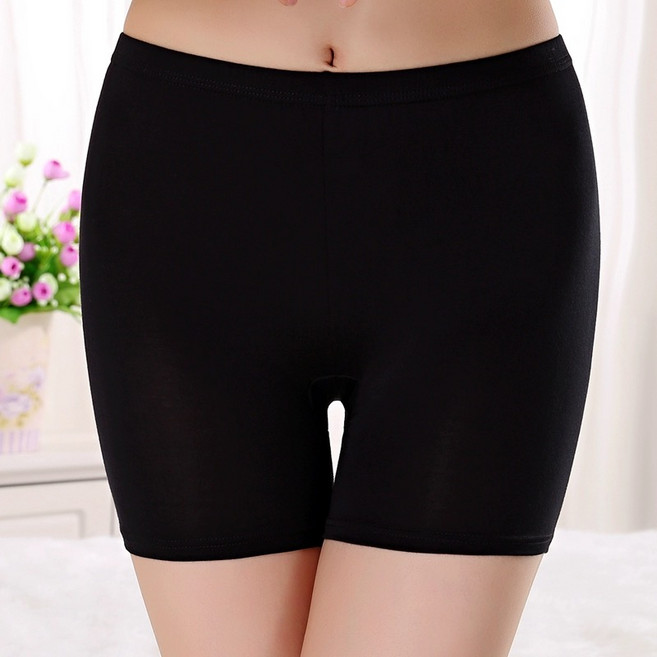 【Cavensi】冰絲涼感加大碼安全褲 100KG可穿 無痕四角褲 平口內褲 防走光內搭褲 A107, 耐穿黑色,L（建議50~60公斤）