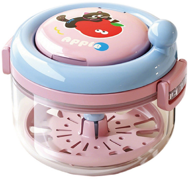 MUSI 二合一清潔收納牙套盒, 手搖款清洗牙套盒-粉藍拚色, 1個