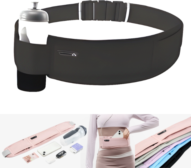 킵틸 프로용 초경량 물통 거치 밀착 러닝벨트, 1개, 블랙