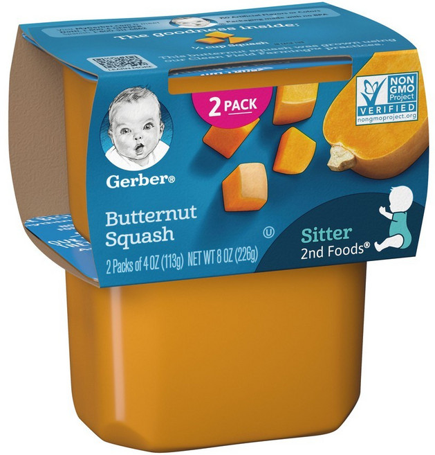 Gerber 2단계 어린이 식품 113g, 버터넛 스쿼시(Butternut Squash), 226g, 1개