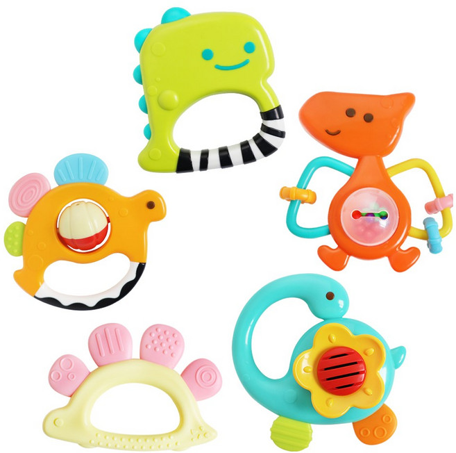 HOLA 匯樂 快樂小天地 15合1 六面聲光智力盒 音樂智慧盒 益智學習組 週歲禮物, 1個, 恐龍搖鈴(CF150881)