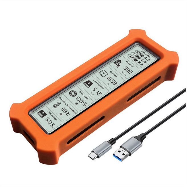 M2 SSD 케이스 SATA 프로토콜 M.2 SSD 인클로저 5Gbps 디스플레이 화면 지능형 디지털 USB3.2 Gen2 유형 C 디스크 박스, 비, 표시된 대로