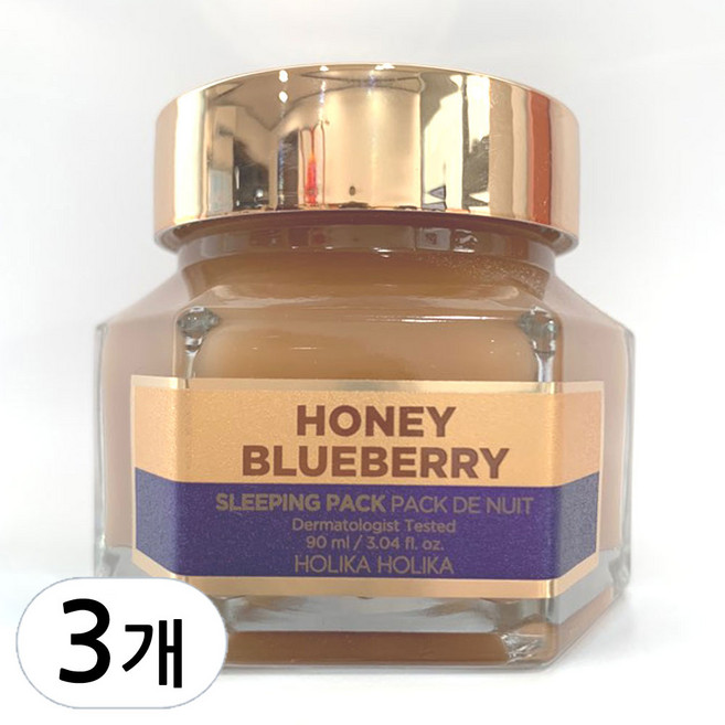 홀리카홀리카 꿀피부 슬리핑팩 블루베리 꿀 리뉴얼, 90ml, 3개