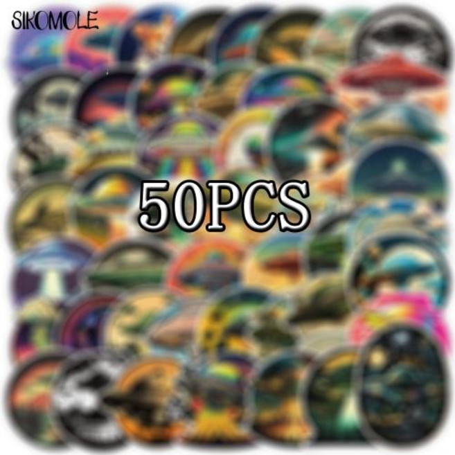 과학 우주 항공 기념 선물 103050PCS 공간 UFO 외계인 낙서 스티커 미적 DIY 장난감 여행 수하물 데칼 팩, 0627-50pcs