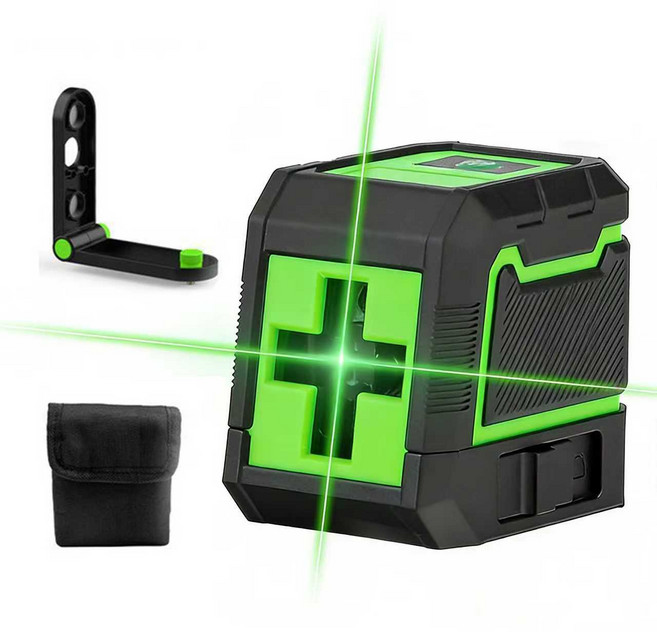 휴대용 미니 수평기 2라인 그린 레이저 레벨기 줄자 고성능 수직 수평계 벽면 바닥 다기능 각도측정기, 1개