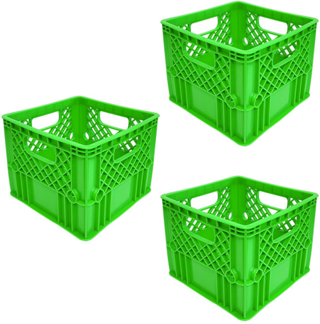뉴플라스틱 플라스틱 우유상자 밀크박스 감성 캠핑 운반 수납 바구니 3개 1세트, 우유_베르드 레제로 그린(3개묶음)