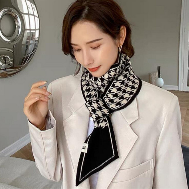 봄별 패턴 울 니트 쁘띠 고리 머플러