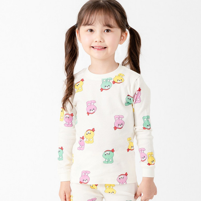 국내생산 멜리스 아동용 컬러바니 30수 후라이스 9부내의 상하의 세트