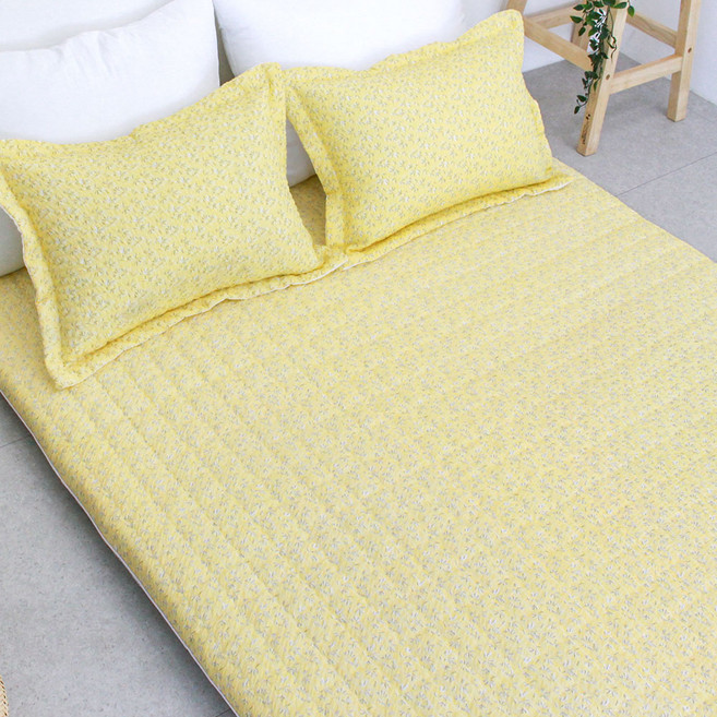 아르떼베딩 미끄럼방지 요커버+요솜 시어서커 시원한 여름요매트 싱글/더블/퀸, 허브_옐로우, 5cm