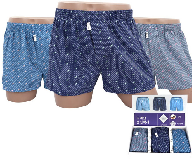 The Cleeo 국내생산 사각 트렁크 3매입 남성 팬티 남자 속옷 DMT0010