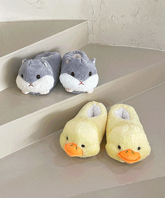 햄찌덕털실내화 사무실 학생 방한 푹신 동물 거실화