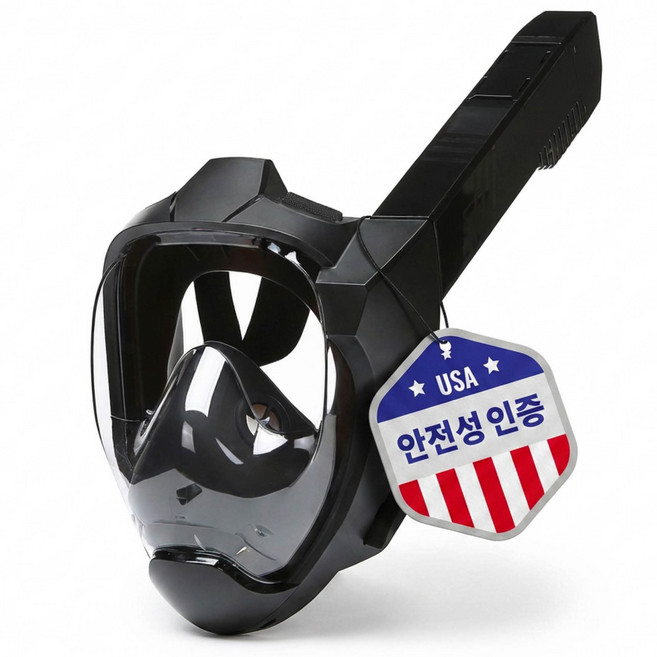 라모노 에어브리드 풀페이스 스노클링 마스크 3세대 김서림방지 메쉬백, 제트블랙