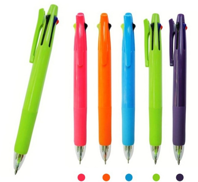 하이원 형광니들 5색볼펜_두껍고 안정적 그립감 부드러운 필기감 심플 & 모던 세련된 디자인, 5개, 혼합(분홍 주황 하늘 연두 보라 각 1개씩)