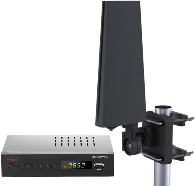 컴스마트 디지털TV 안테나 수신기 실외용 방수지원 검정, GK506_GC수신기 세트 ATS-3, 1개