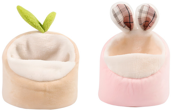 카르노 햄스터 포근 미니 은신처 2종 세트, 베이지 + 핑크, 1세트